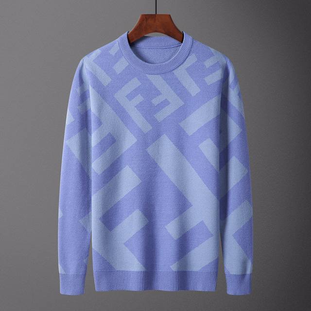 Fendi，毛衣，款号M2180#，码数:M-Xxxl，面料: 莫代尔.抗起球，颜色:蓝色