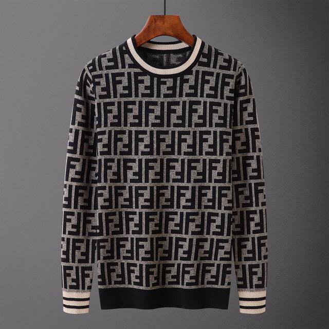 Fendi，毛衣，款号M2136#，码数:M-Xxxl，面料: 莫代尔.抗起球，颜色:黑色
