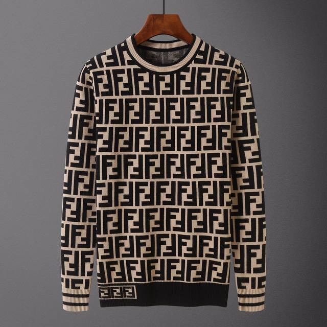 Fendi，毛衣，款号M2123#，码数:M-Xxxl，面料: 莫代尔.抗起球，颜色:卡其色