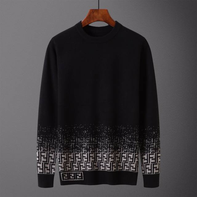 Fendi，毛衣，款号M2146#，码数:M-Xxxl，面料: 莫代尔.抗起球，颜色:黑色