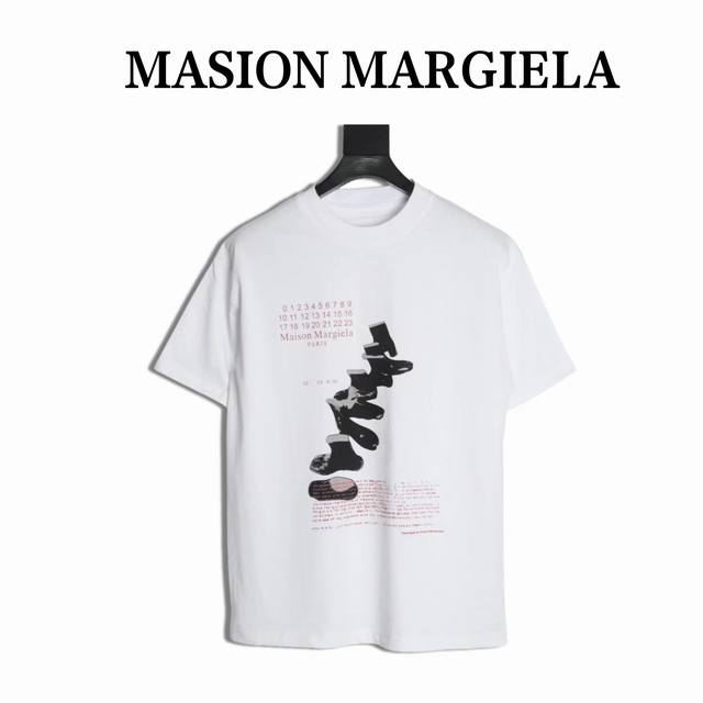 Maison Margiela 马吉拉 25Ss 靴子印花短袖T恤 面料定织定染280G32支双纱面料，宽幅领口螺纹300G1*1全棉螺纹，久穿不变形，面料从买