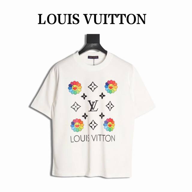 Louis Vuitton 路易威登 Lv 25Ss 村上隆太阳花短袖T恤 面料采用定制240G 26支特滑双股精棉平纹高密无尘全棉布料。前幅高密度加厚，走线平