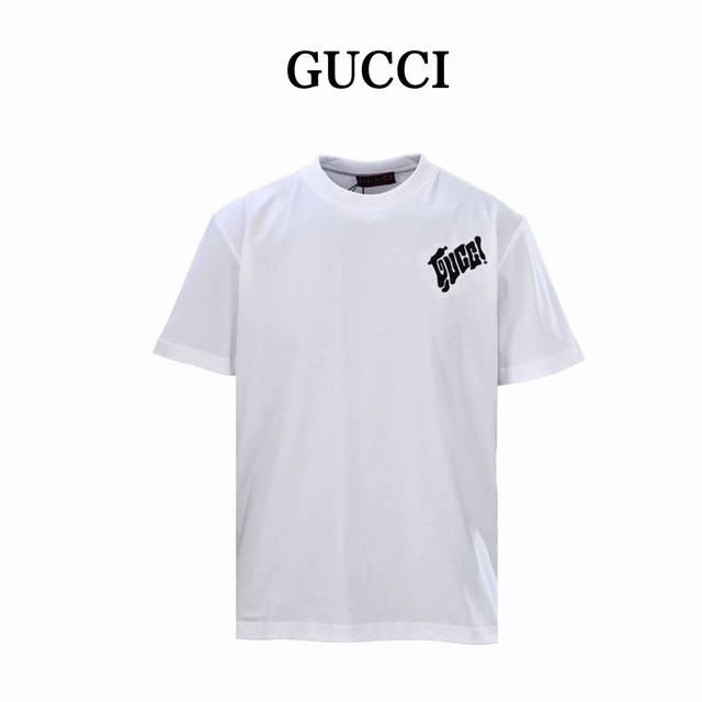 Gucci古驰Guc Lido系列 黑字短袖T恤 原版6500购入，原版布料定制40支双股，230G全棉布料。前幅进口机刺绣13万针，后幅大胶浆印花，还原原版品