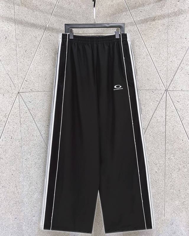 巴黎世家 Tracksuit系列 圆环刺绣五道杠直筒运动裤 现货 Xs S M L