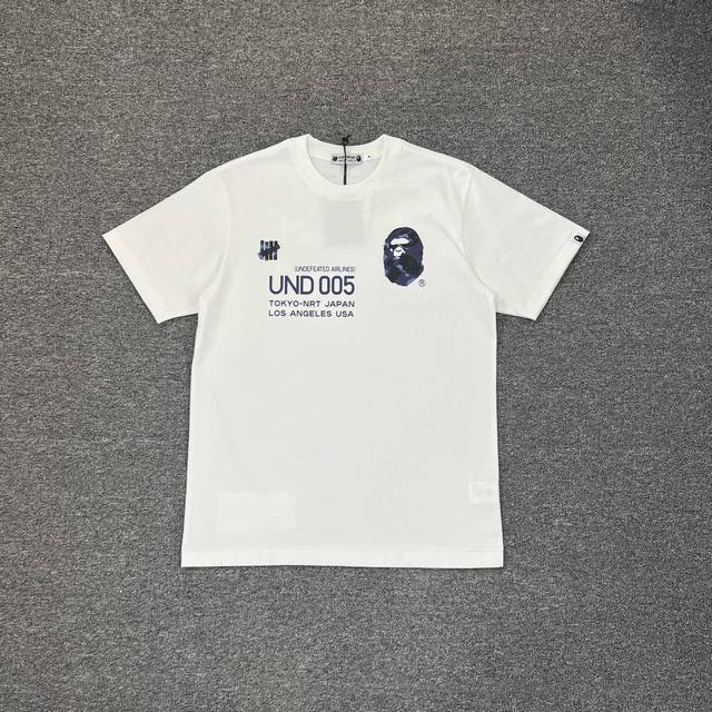 Xx222 Undfeated ＸBape联名五道杠背后飞机印花大标 270克克重麻棉面料 Zp开版 情侣款：Ｓ Xxl 黑绿 白绿 黑蓝 白蓝