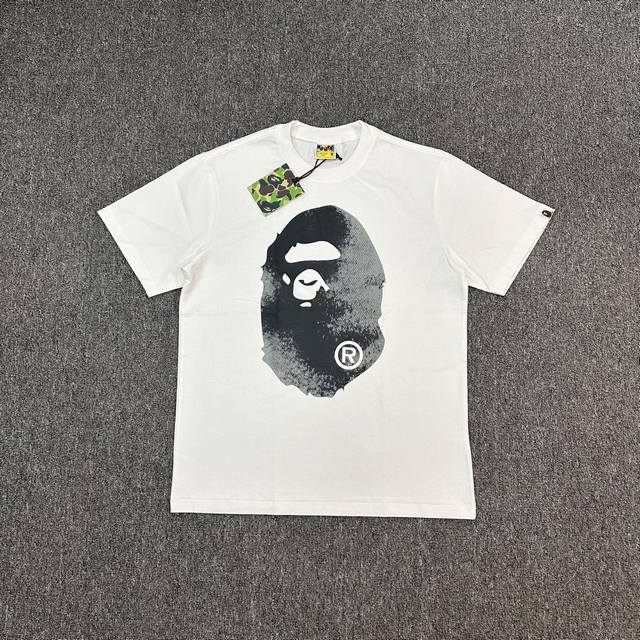 Xx113 A Bathing Ape Ss25漂白猿人印花短袖270克克重麻棉面料 情侣款：S-Xxl 黑色 白色