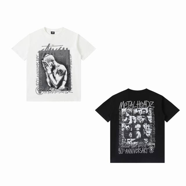 4010 顶级版本 Stussy × Metalheadz30周年纪念联名款胸前Logo人物印花图案短袖T恤男女同款！！！ 为纪念Metalheadz成立三十周