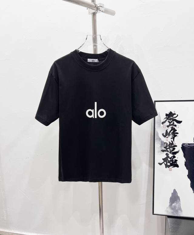 款号：Df82# Alo Yoga经典字母Logo3D立体压胶皮标情侣款短袖T恤 正儿八经280克纯棉双砂面料 所有面料均已提前做过缩水 品质第一 所见即所得