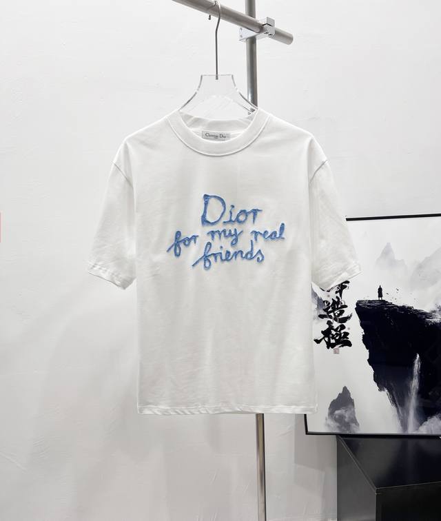 款号：Df02# 迪奥Dior 万针精密毛巾绣字母Logo短袖T恤 正儿八经280克纯棉双砂面料 所有面料均已提前做过缩水 品质第一 所见即所得 不会洗一次版型