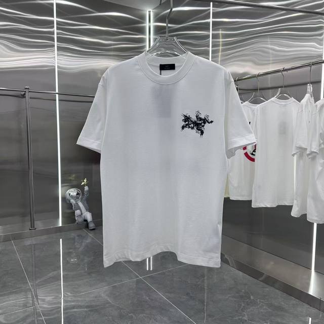 鸟牌 2025春夏新款 圆领短袖T恤 烟雾印花+立体绣花 男女同款 S M L Xl Xxl 五个码 黑色 白色