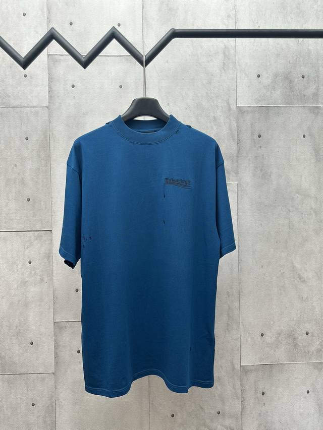 Balenciaga 巴黎世家 经典可乐海浪刺绣圆领短袖 尺码：Xs S M L