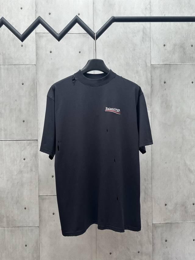 Balenciaga 巴黎世家 经典可乐海浪刺绣圆领短袖 尺码：Xs S M L