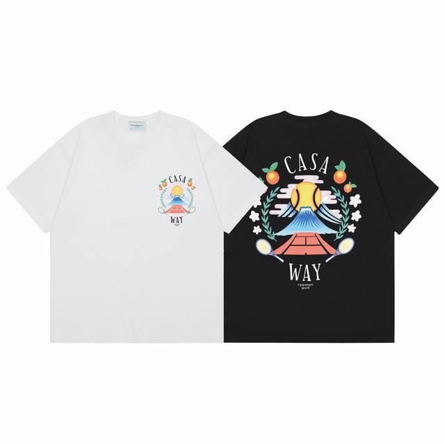 款号C152 Casablanca 高品质纯棉双沙休闲短袖T恤 颜色:黑色 白色 尺码S M L Xl Xxl
