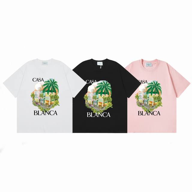 款号C150 Casablanca 高品质纯棉双沙休闲短袖T恤 颜色:黑色 白色 尺码S M L Xl Xxl