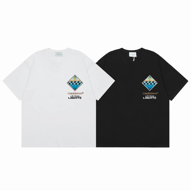款号C149 Casablanca 高品质纯棉双沙休闲短袖T恤 颜色:黑色 白色 尺码S M L Xl Xxl