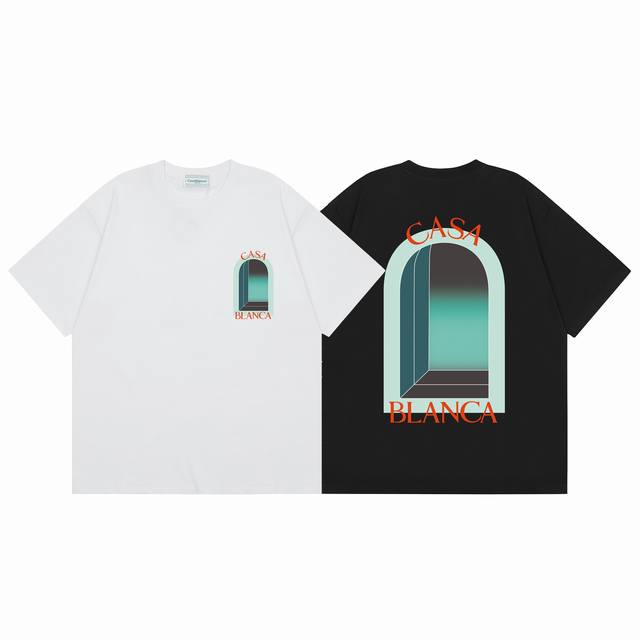 款号C148 Casablanca 高品质纯棉双沙休闲短袖T恤 颜色:黑色 白色 尺码S M L Xl Xxl