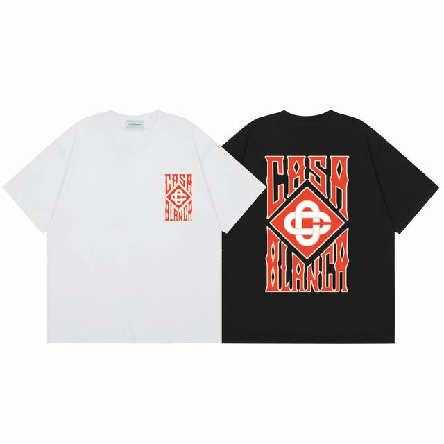 款号C137 Casablanca 高品质纯棉双沙休闲短袖T恤 颜色:黑色 白色 尺码S M L Xl Xxl