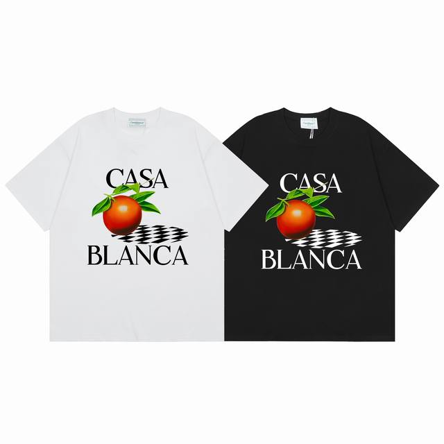 款号C134 Casablanca 高品质纯棉双沙休闲短袖T恤 颜色:黑色 白色 尺码S M L Xl Xxl