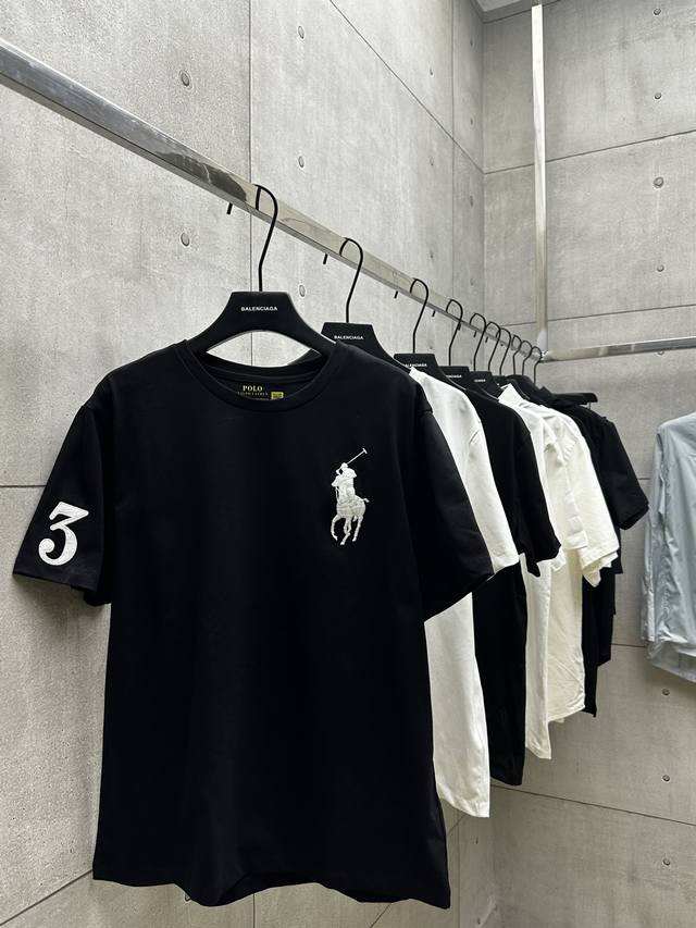 011 Ralph Lauren拉夫劳伦系列 采用260G高定面料 百灵达万针刺绣还原Zp 三标辅料齐全 颜色：白色 黑色 尺码：S M L Xl