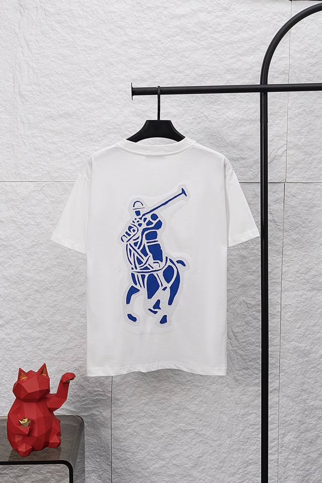 款号 F034 Polo 拉夫劳伦 新款上市 25Ss 350G重磅洗水磨破高端短袖 前幅搭配小标Logo后幅剪破贴布绣情侣款短T 百看不腻的高级简约风格 口袋