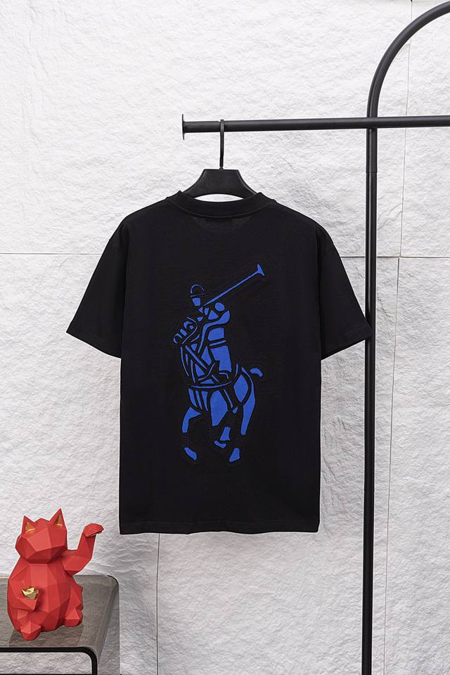 款号 F034 Polo 拉夫劳伦 新款上市 25Ss 350G重磅洗水磨破高端短袖 前幅搭配小标Logo后幅剪破贴布绣情侣款短T 百看不腻的高级简约风格 口袋