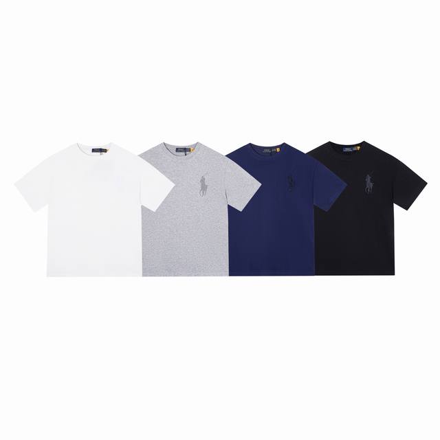 款号:509 Ralph Lauren 拉夫劳伦25Ss同步推出一体色大马刺绣圆领短袖 颈部主标Logo有二维码标，可以扫码验证，并且细节马标刺绣全部高密度，全