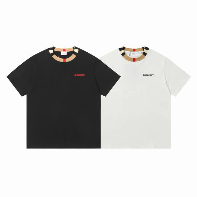 款号：711 Burberry 巴宝莉 刺绣Logo格纹领口短袖T恤 男女同款 迪丽热巴同款短袖 不挑年龄不挑身材不挑性别 经典不过时 面料手感非常舒服 质感超