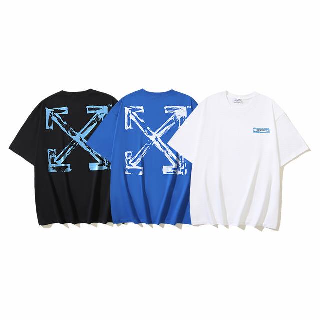 1184# Off-White纯棉260G重磅涂鸦箭头短袖T恤 黑色 白色 蓝色 S M L Xl