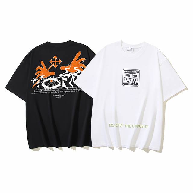 1186# Off-White纯棉260G重磅恶魔手眼睛印花短袖T恤 黑色 白色 S M L Xl