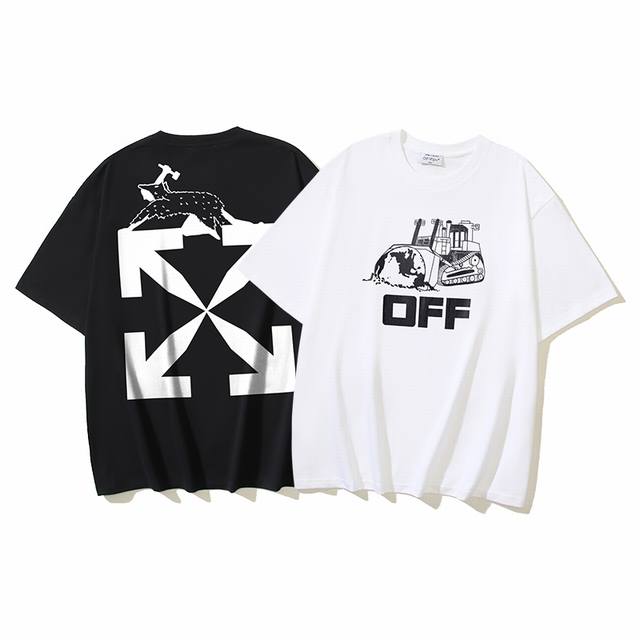 1171# Off-White纯棉260G重磅推土机Off箭头印花短袖T恤 黑色 白色 S M L Xl
