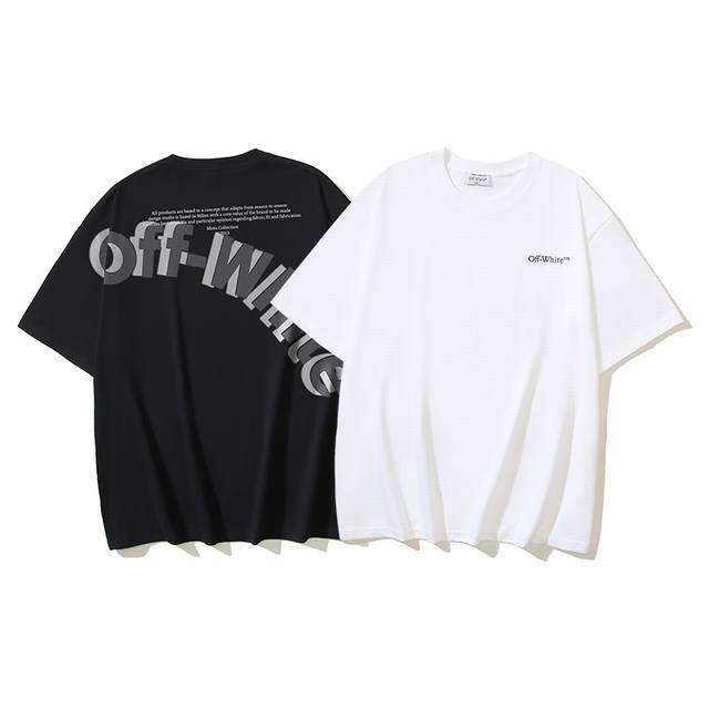 1176# Off-White纯棉260G重磅大斜Logo印花短袖T恤 黑色 白色 S M L Xl