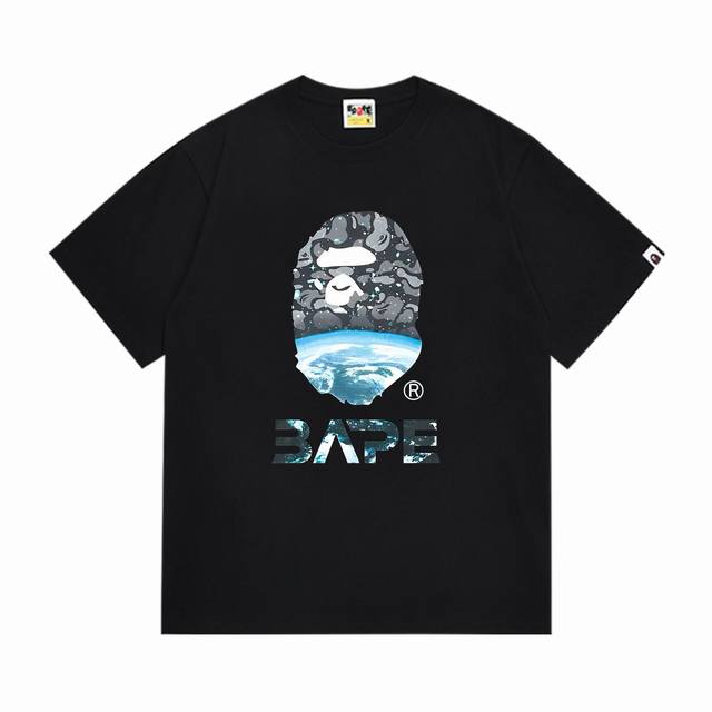 Sc1022# 顶级版本 Bape 采用260克优质高织纯棉面料 双纱精梳 质感柔软不起球 进口环保印花胶浆 图案鲜明立体 品质男女同款 上身即是潮人 颜色：黑