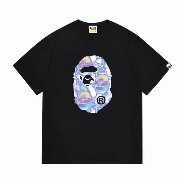 Sc1019# 顶级版本 Bape 采用260克优质高织纯棉面料 双纱精梳 质感柔软不起球 进口环保印花胶浆 图案鲜明立体 品质男女同款 上身即是潮人 颜色：黑