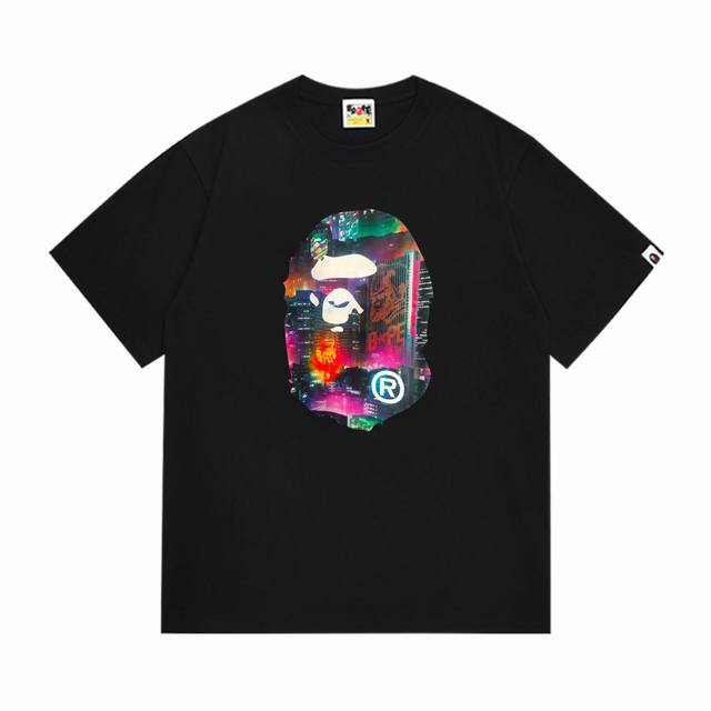 Sc1018# 顶级版本 Bape 采用260克优质高织纯棉面料 双纱精梳 质感柔软不起球 进口环保印花胶浆 图案鲜明立体 品质男女同款 上身即是潮人 颜色：黑