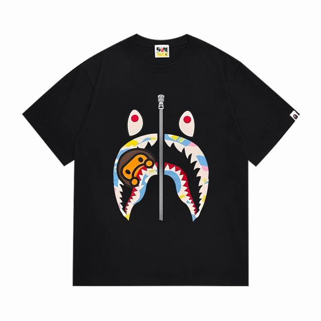 Sc1013# 顶级版本 Bape 采用260克优质高织纯棉面料 双纱精梳 质感柔软不起球 进口环保印花胶浆 图案鲜明立体 品质男女同款 上身即是潮人 颜色：黑