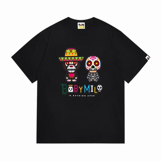 Sc1008# 顶级版本 Bape 采用260克优质高织纯棉面料 双纱精梳 质感柔软不起球 进口环保印花胶浆 图案鲜明立体 品质男女同款 上身即是潮人 颜色：黑