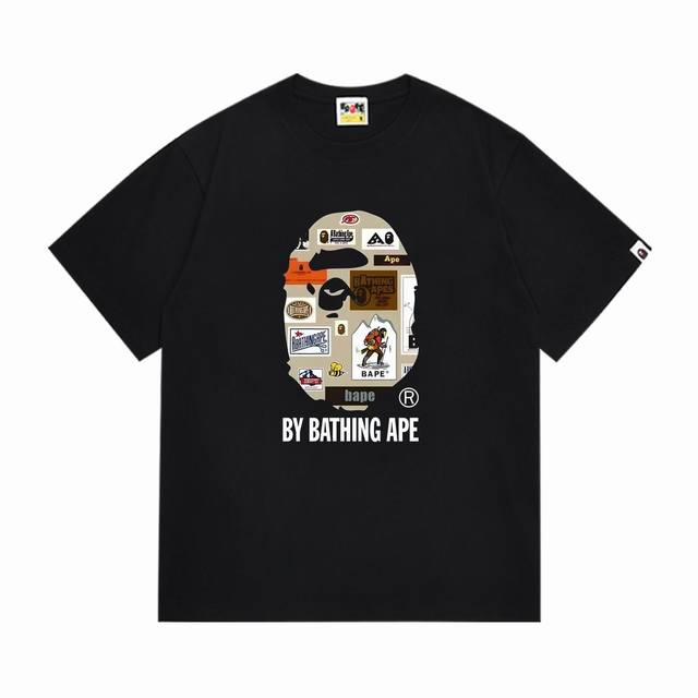 Sc1007# 顶级版本 Bape 采用260克优质高织纯棉面料 双纱精梳 质感柔软不起球 进口环保印花胶浆 图案鲜明立体 品质男女同款 上身即是潮人 颜色：黑