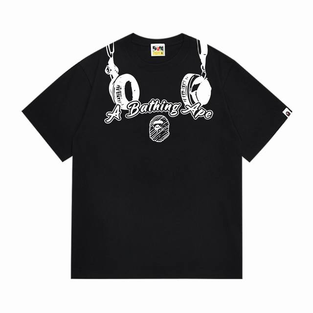 Sc1006# 顶级版本 Bape 采用260克优质高织纯棉面料 双纱精梳 质感柔软不起球 进口环保印花胶浆 图案鲜明立体 品质男女同款 上身即是潮人 颜色：黑