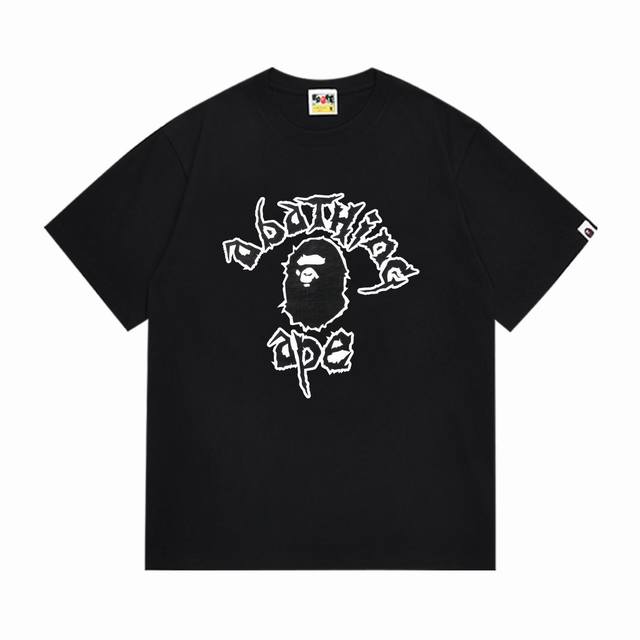 Sc1002# 顶级版本 Bape 采用260克优质高织纯棉面料 双纱精梳 质感柔软不起球 进口环保印花胶浆 图案鲜明立体 品质男女同款 上身即是潮人 颜色：黑