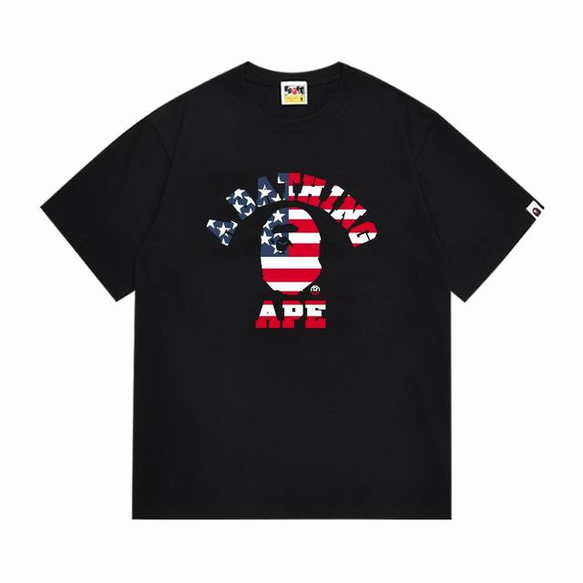 Sc298# 顶级版本 Bape 采用260克优质高织纯棉面料 双纱精梳 质感柔软不起球 进口环保印花胶浆 图案鲜明立体 品质男女同款 上身即是潮人 颜色：黑色