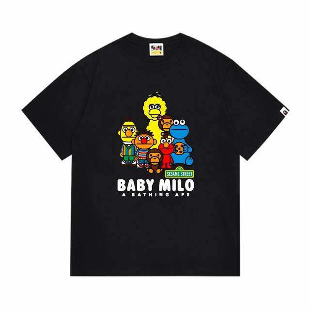 Sc297# 顶级版本 Bape 采用260克优质高织纯棉面料 双纱精梳 质感柔软不起球 进口环保印花胶浆 图案鲜明立体 品质男女同款 上身即是潮人 颜色：黑色