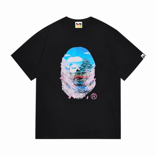Sc285# 顶级版本 Bape 采用260克优质高织纯棉面料 双纱精梳 质感柔软不起球 进口环保印花胶浆 图案鲜明立体 品质男女同款 上身即是潮人 颜色：黑色