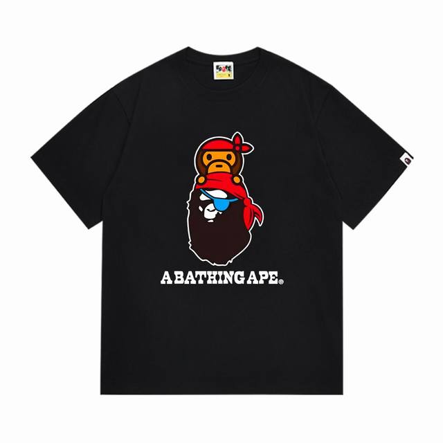 Sc284# 顶级版本 Bape 采用260克优质高织纯棉面料 双纱精梳 质感柔软不起球 进口环保印花胶浆 图案鲜明立体 品质男女同款 上身即是潮人 颜色：黑色