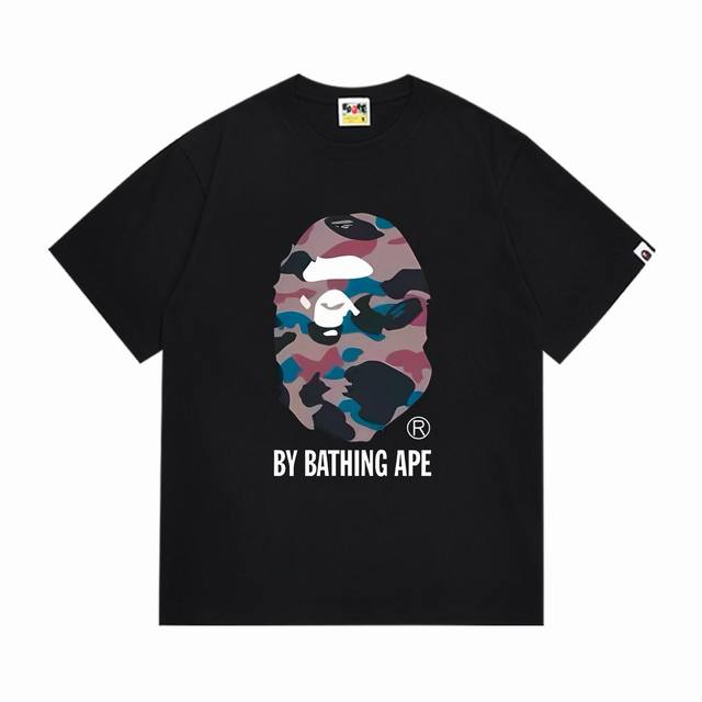 Sc283# 顶级版本 Bape 采用260克优质高织纯棉面料 双纱精梳 质感柔软不起球 进口环保印花胶浆 图案鲜明立体 品质男女同款 上身即是潮人 颜色：黑色