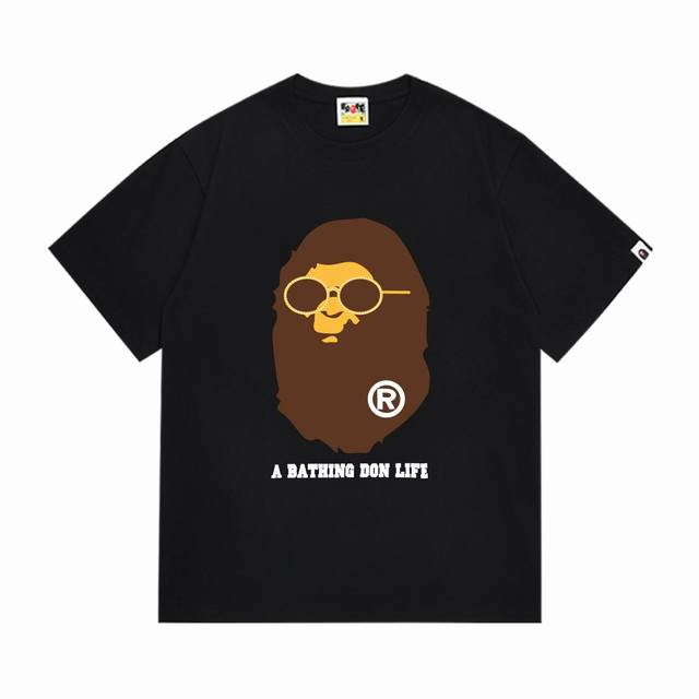 Sc281# 顶级版本 Bape 采用260克优质高织纯棉面料 双纱精梳 质感柔软不起球 进口环保印花胶浆 图案鲜明立体 品质男女同款 上身即是潮人 颜色：黑色