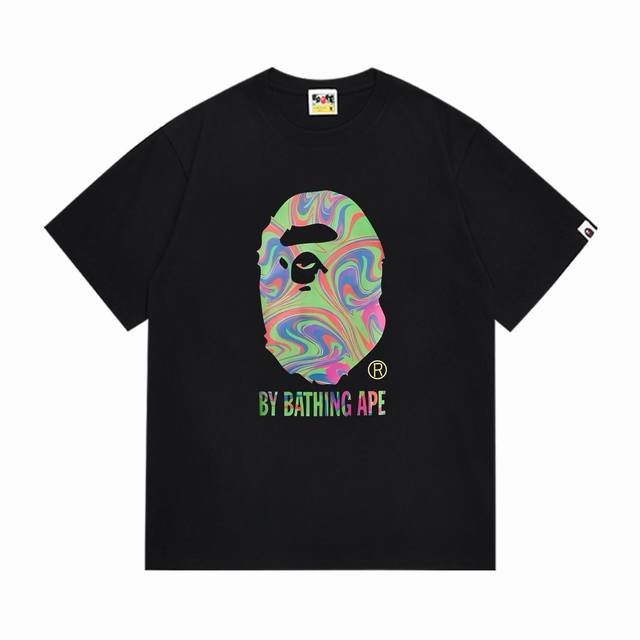 Sc280# 顶级版本 Bape 采用260克优质高织纯棉面料 双纱精梳 质感柔软不起球 进口环保印花胶浆 图案鲜明立体 品质男女同款 上身即是潮人 颜色：黑色