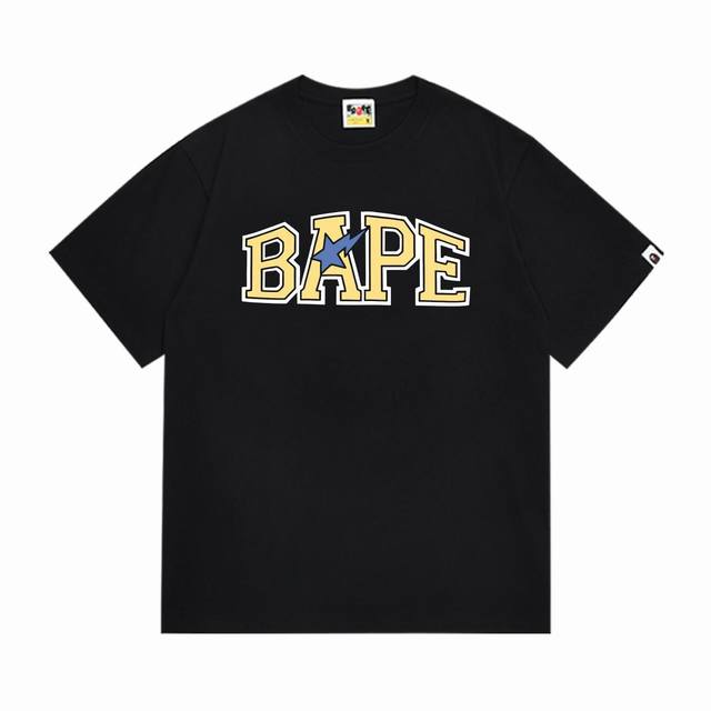 Sc279# 顶级版本 Bape 采用260克优质高织纯棉面料 双纱精梳 质感柔软不起球 进口环保印花胶浆 图案鲜明立体 品质男女同款 上身即是潮人 颜色：黑色