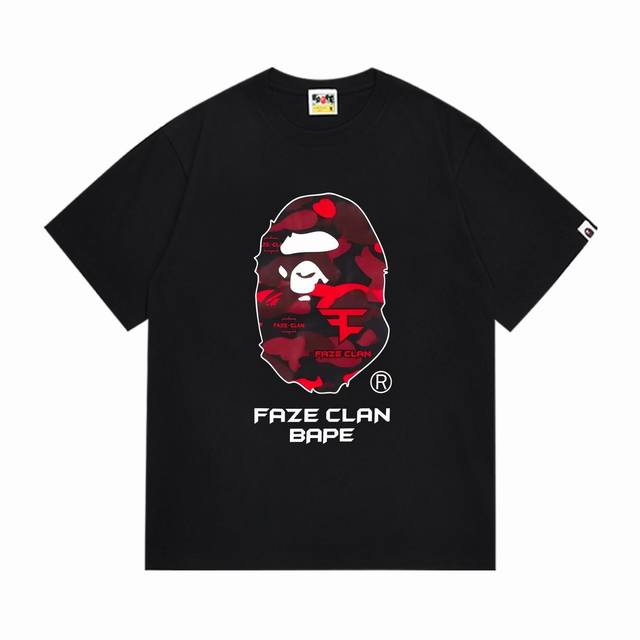 Sc275# 顶级版本 Bape 采用260克优质高织纯棉面料 双纱精梳 质感柔软不起球 进口环保印花胶浆 图案鲜明立体 品质男女同款 上身即是潮人 颜色：黑色