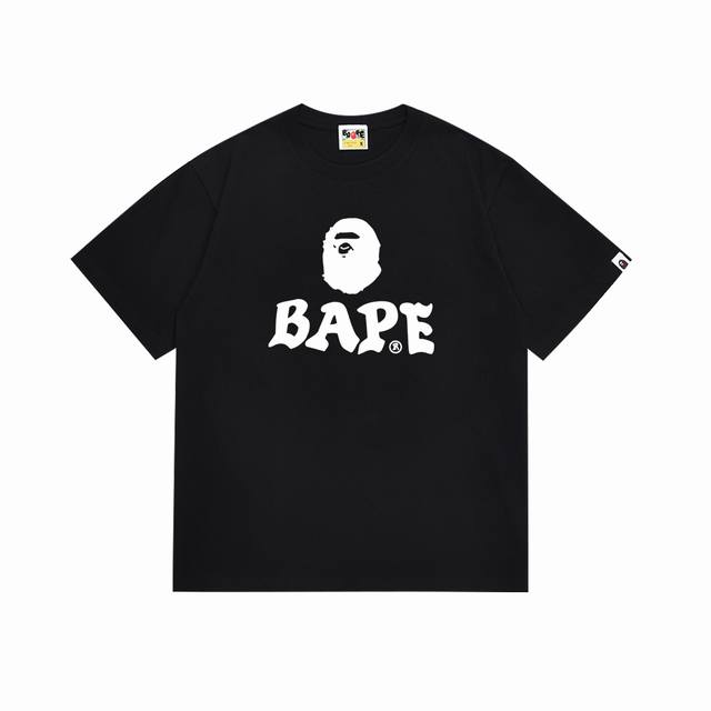 Sc135# 顶级版本 Bape撞色猿人头字母图案印花短袖T恤 采用260克优质高织纯棉面料 双纱精梳 质感柔软不起球 进口环保印花胶浆 图案鲜明立体 品质男女