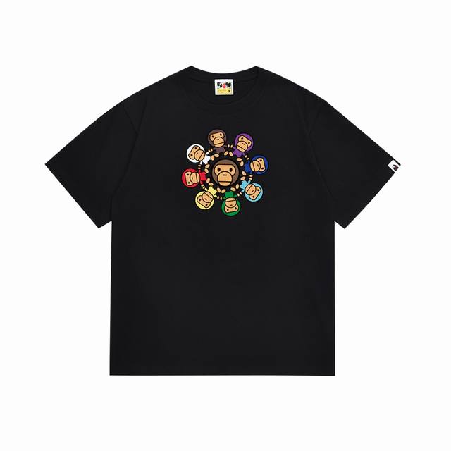 Sc132# 顶级版本 Bape王嘉尔同款A Bathing Ape Milo彩色印花短袖T恤 采用260克优质高织纯棉面料 双纱精梳 质感柔软不起球 进口环保